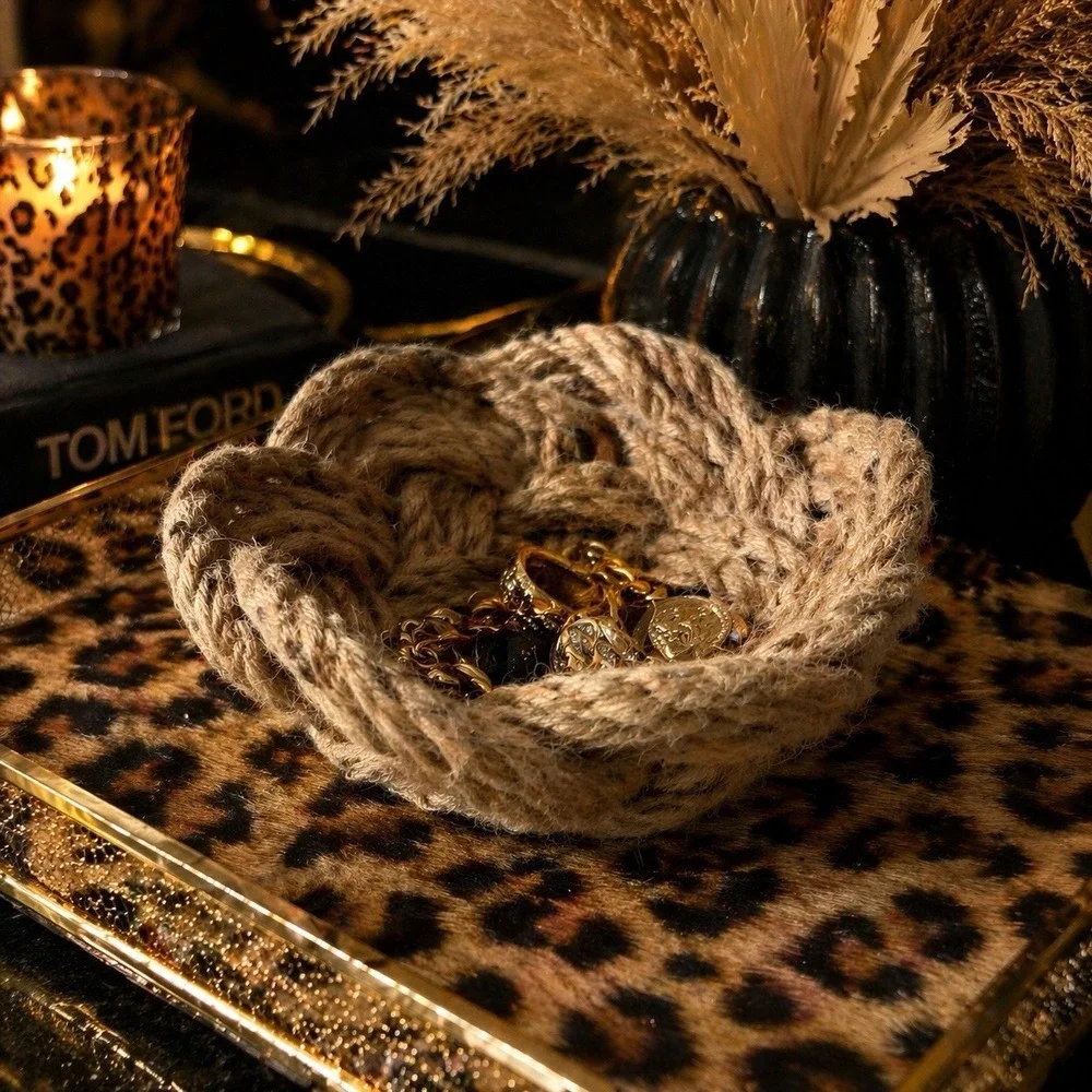Rope Bowl Jute Basket Boho‎ Farmhouse Coastal Catchall Rustic Decor Chunky Cute!